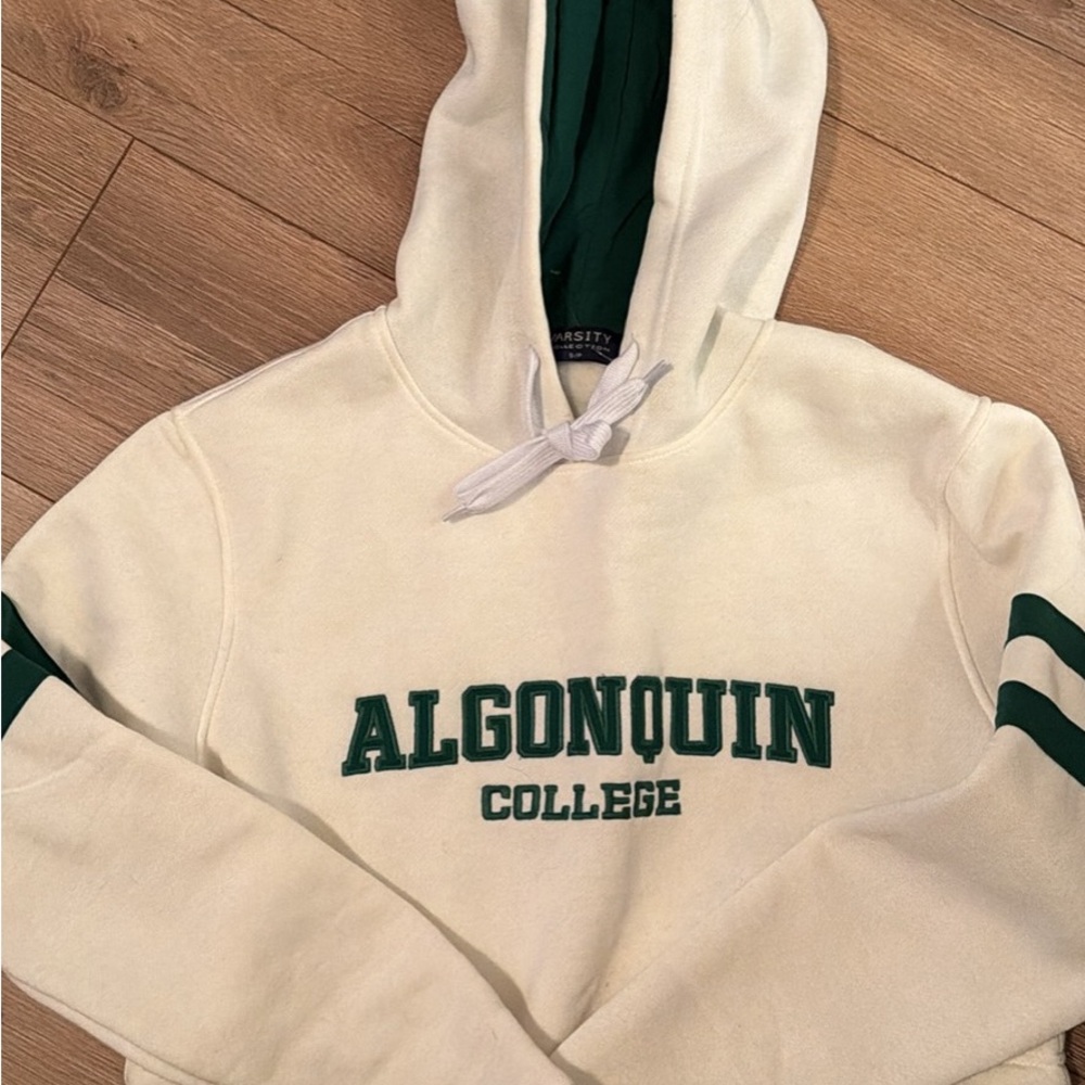 Algonquin College Cropped Cream Hoodie